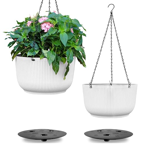 White Hanging Planters with Drainage Hole