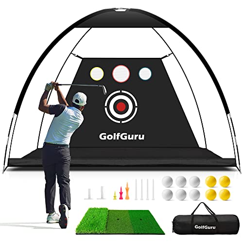 Golfguru All-in-One Golf Net with XL Tri-Turf Golf Mat