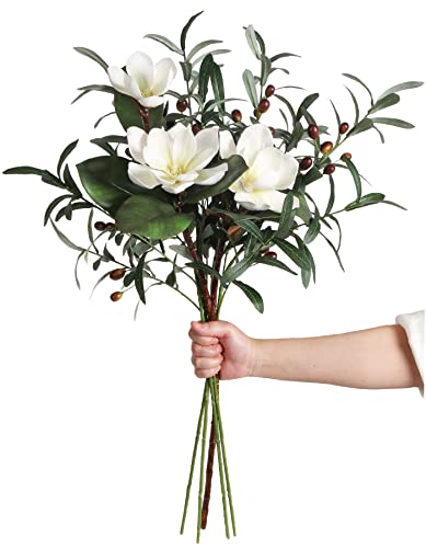 Artificial Magnolia Flowers with Olive Branches