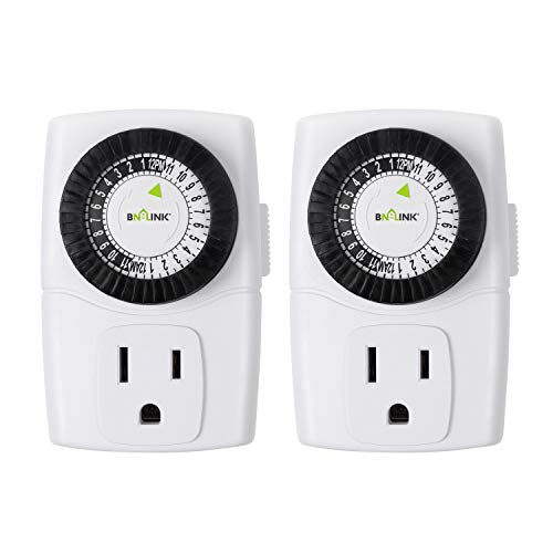 BN-LINK Mini Mechanical Outlet Timer, 3-Prong, 2-Pack