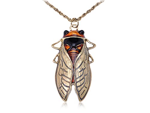Vintage Insect Cicada Beetle Bug Chain Pendant Necklace