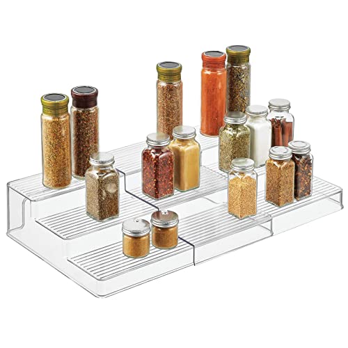 mDesign Plastic Spice and Food Kitchen Expandable Cabinet Shelf Organizer