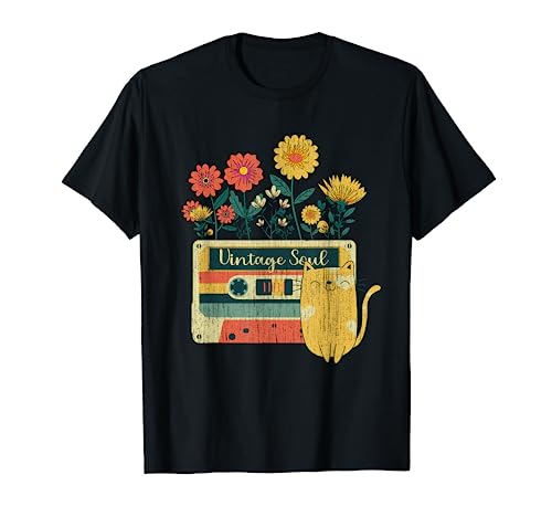 Vintage Cat Shirt - Retro Soul Flowers Wildflower T-Shirt