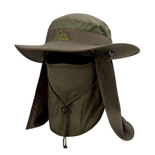 YR.Lover Sun Protection Wide Brim Fishing Cap with Removable Flap