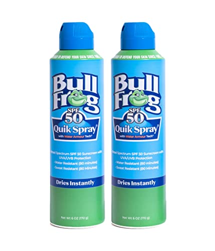 Bullfrog Quik Spray Sunscreen SPF 50 | Oxybenzone & Octinoxate Free | Broad Spectrum Moisturizing UVA/UVB, 2 pack