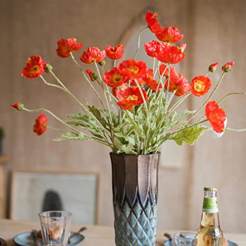 DUYONE Artificial Flowers 6 Stems Poppy Silk Bouquet