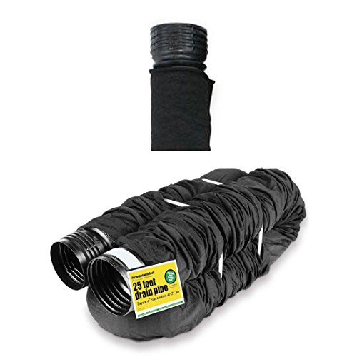 Expandable Flexible Landscape Drain Pipe with Sock, 4-in. by 25-ft.