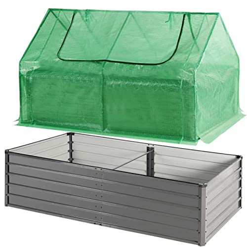 GRAVFORCE Galvanized Raised Garden Bed with Cover