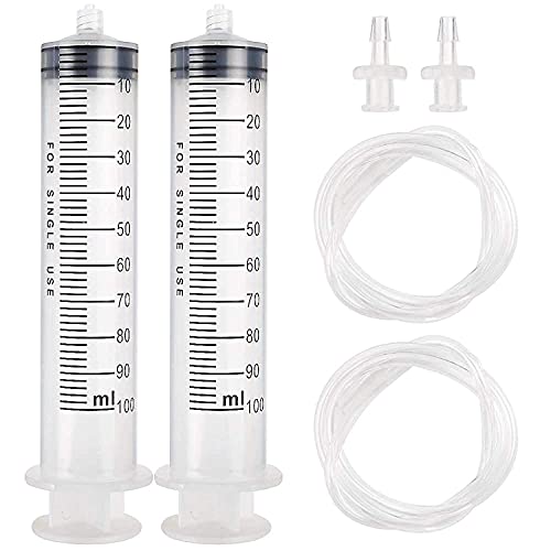 DEPEPE 2pcs 100ml Large Plastic Syringe with Tubing