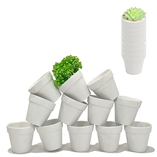 SWEEMI White Ceramic Pots for Plants - 20 Pcs 3 Inch Terracotta Pots
