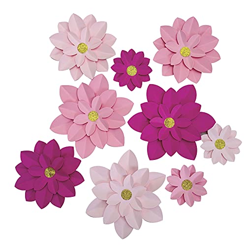 Pinks Paper Flower Wall Decor Pack of 9