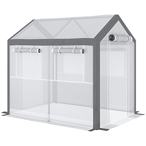 Outsunny Walk-in Greenhouse with Mesh Door & Roll-up Windows