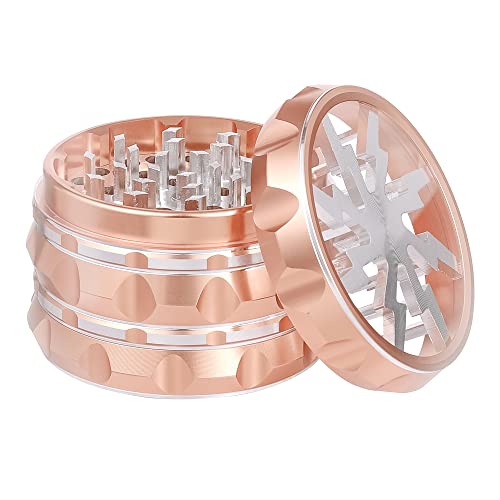 2.5" Aluminium Grinder with Clear Top - Rose Gold