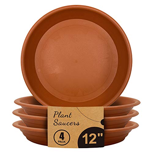 Jantens Plant Saucers - 4 Pack of 12 inch - Durable Thicker Plastic
