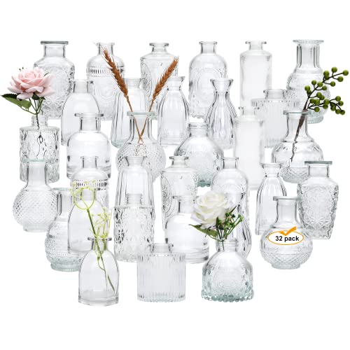 Vintage Glass Bud Vases Set of 32 for Beautiful Home Decor