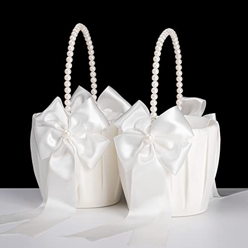Ivory Flower Girl Basket Set for Wedding