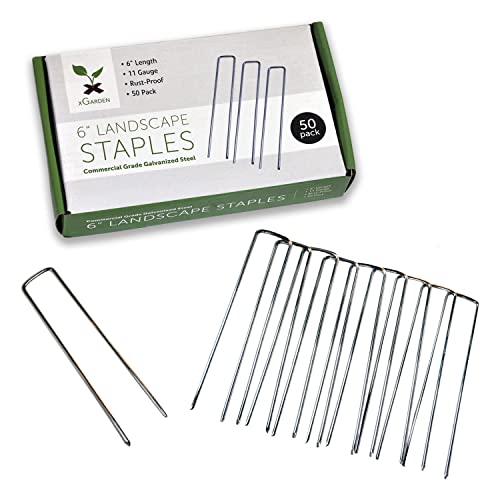 xGarden Landscape Staples - 6 Inch Garden Stakes - Bulk 50 Pack