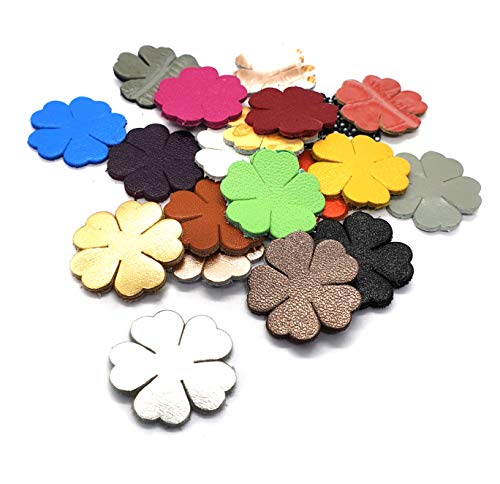 Assorted Colors Genuine Leather Flower Appliques