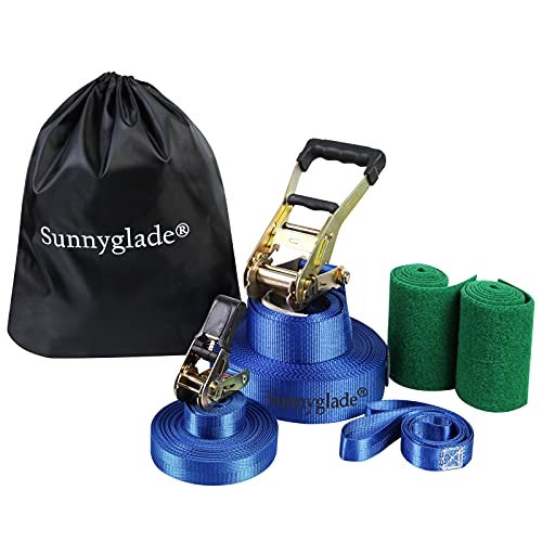 Sunnyglade 50ft Slackline Kit - Complete Set for Kids and Adults