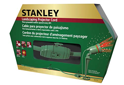 Stanley 56775 25ft 3-Outlet Outdoor Landscaping Extension Cord, Green