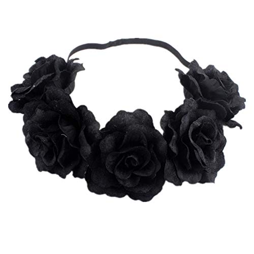 DreamLily Flower Crown Headband Hair Garland (3-Black)