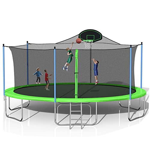 Evedy 1400LBS 16FT Trampoline with Basketball Hoop