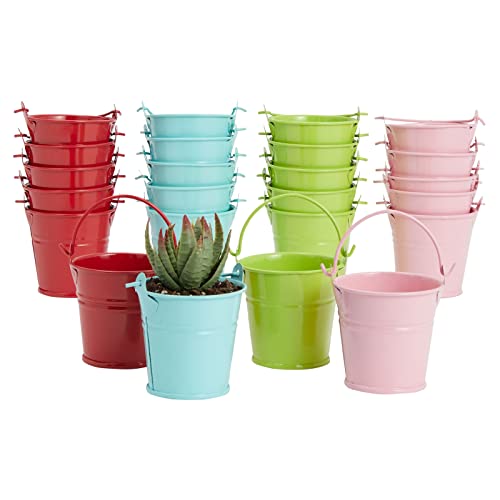 24-Pack Mini Metal Buckets for Arts and Crafts