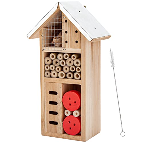 Wooden Insect Hotel for Bee, Butterfly, Ladybirds, Beneficial Insect Habitat