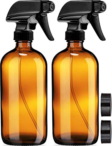 Empty Amber Glass Spray Bottles - 2 Pack