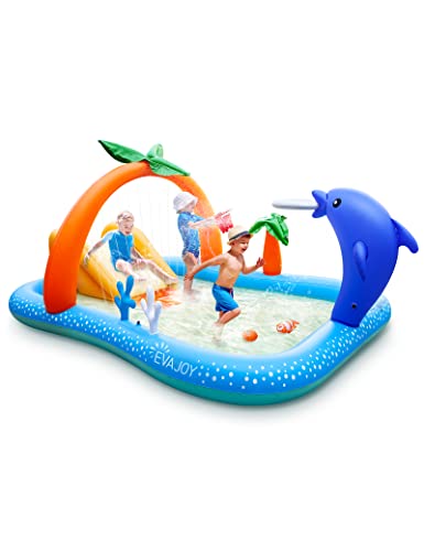 Evajoy Inflatable Play Center Kiddie Pool with Slide