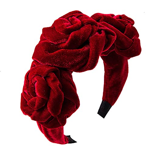 QTMY Velvet Wide Rose Flower Headbands