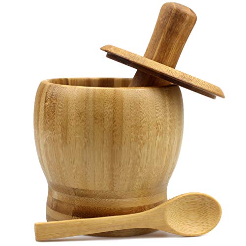 Aelegantmis Mortar and Pestle Set with Lid and Spoon