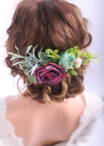 Dark Violet Floral Hair Comb