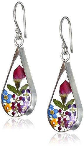 Sterling Silver Flower Teardrop Earrings