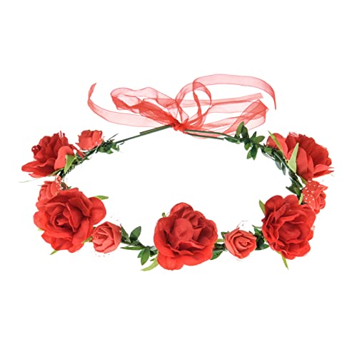 Rose Flower Headband Women Floral Crown Wreath