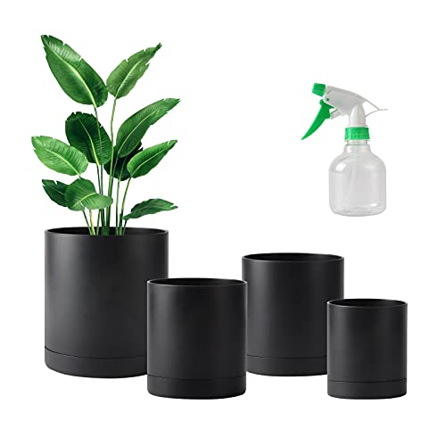 4-Piece Flower Pots Set with Drainage Holes - Perfect for Indoor and Outdoor Gardening