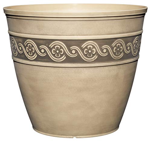 Corinthian Resin Flower Pot Planter, Concrete Grey, 10"