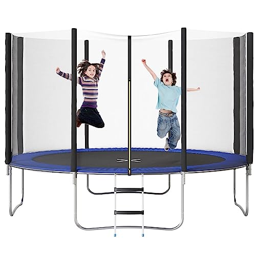Flamaker 10FT Outdoor Trampoline with Safety Net & Ladder