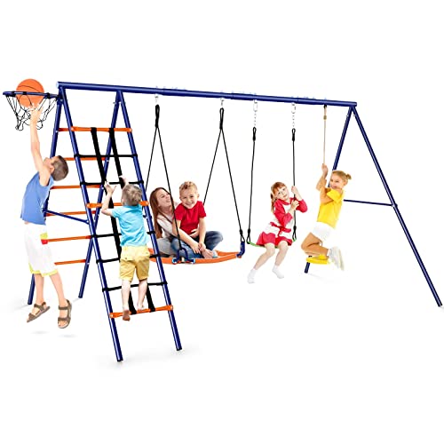6 in 1 Heavy Duty Kids Outdoor Swing Set