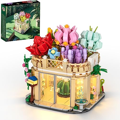 Eikesa Succulent Flower House Building Set with LED Light