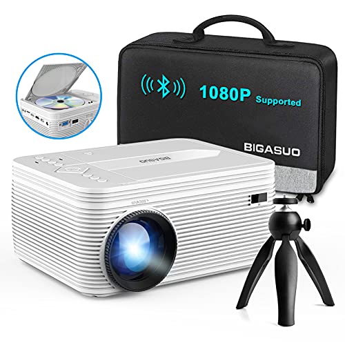BIGASUO HD 9000L Bluetooth Projector with Built-in DVD Player