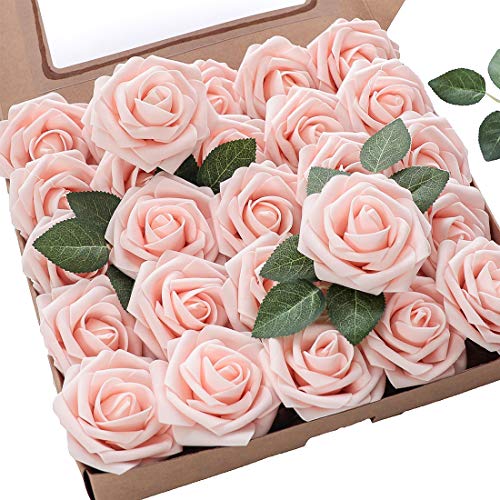 Floroom Artificial Flowers - Real Looking Foam Roses for DIY Wedding Bouquets