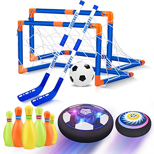 Hover Hockey Soccer Ball Bowling Set for Kids