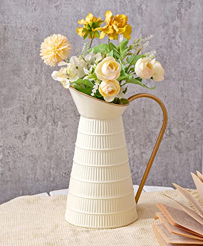 Cream/White Metal Pitcher Vase