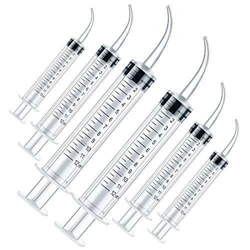 Dental Irrigation Syringe with Curved Tip - 6pcs