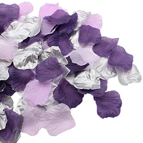 Purple Lavender Silver Silk Rose Petals - 1000PCS for Weddings & Parties