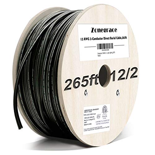 Zonegrace 12AWG Direct Burial Wire for Landscape Lighting, 265ft