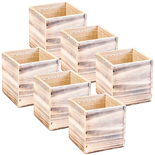 Wood Planter Box, Set of 6 (Whitewash)