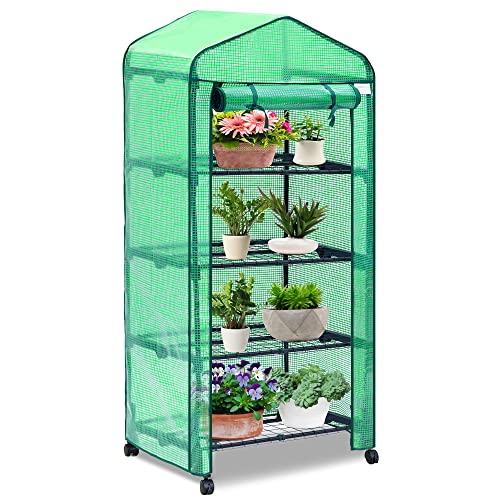 Portable Sturdy 4-Tier Mini Greenhouse for Indoor Outdoor Growing