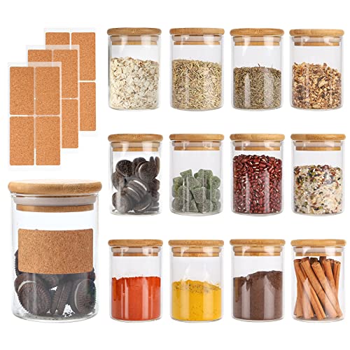 Glass Jars Set with Airtight Lids and Labels